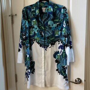 Chico's Blue and Green Patterned Top